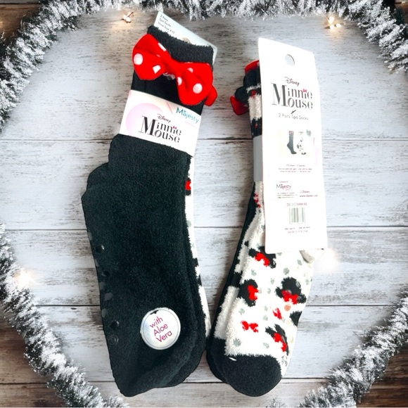 Disney Minnie Mouse Majesty Spa 2-Pack Socks W/Aloe Vera Size 4-10 - Picture 5 of 9